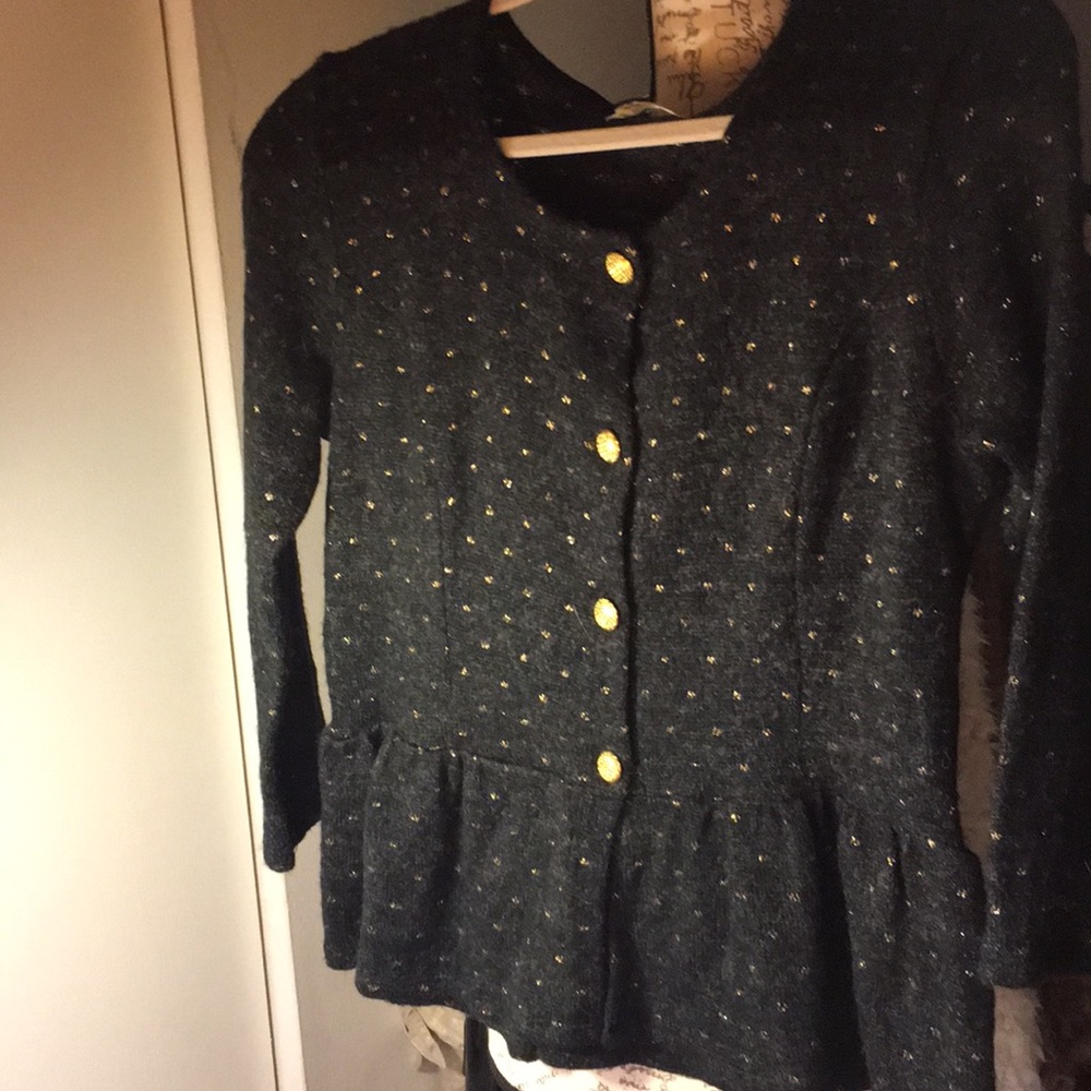 Cardigan gold dots dark grey color M